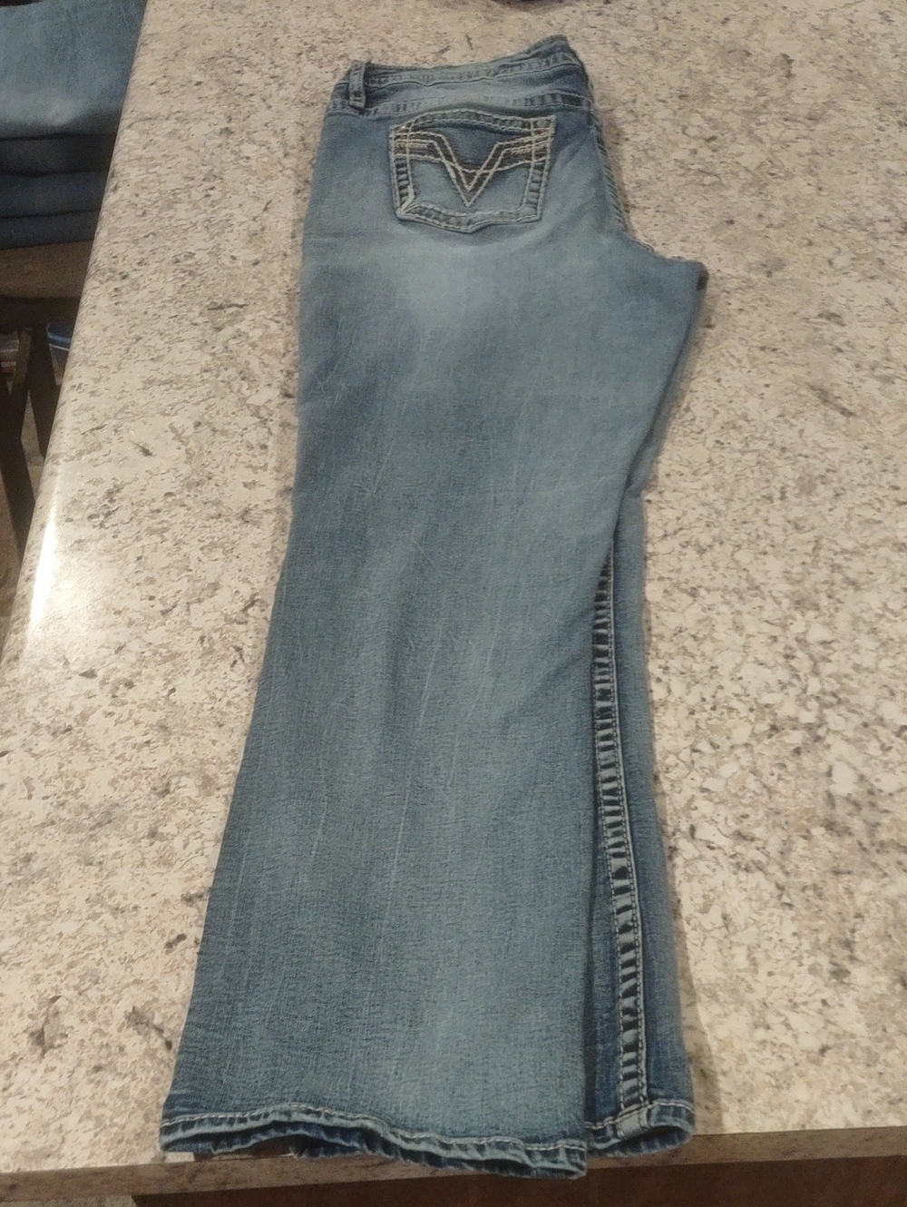 Vigoss Slim Bootcut  Embroidered  Denim Blue Jeans S20 L32